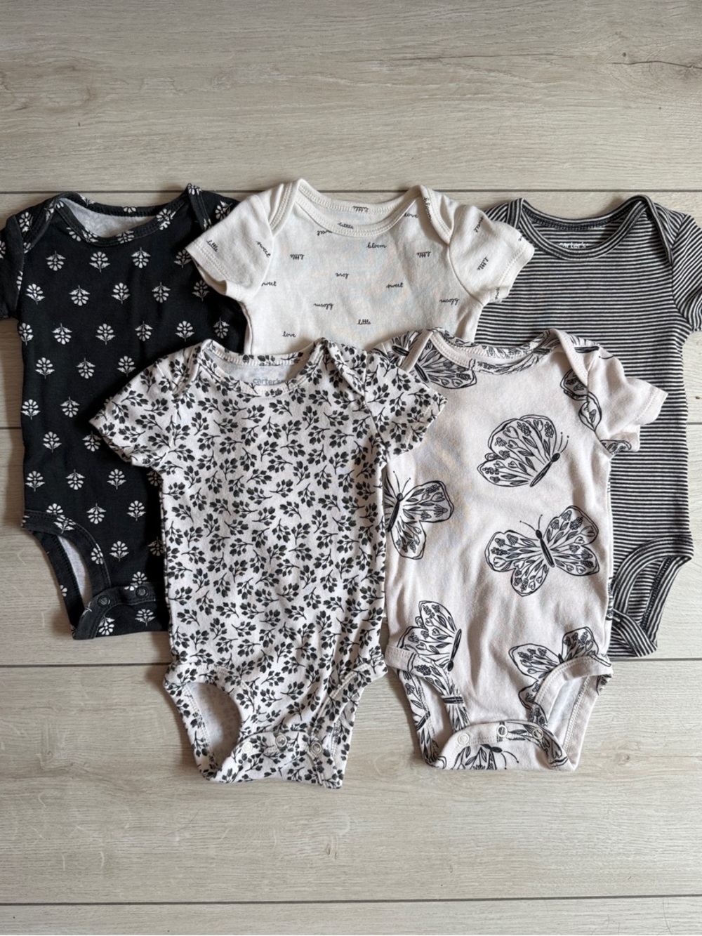 Neutral Floral & Butterfly One-Piece Bodysuit Bundle for Kids